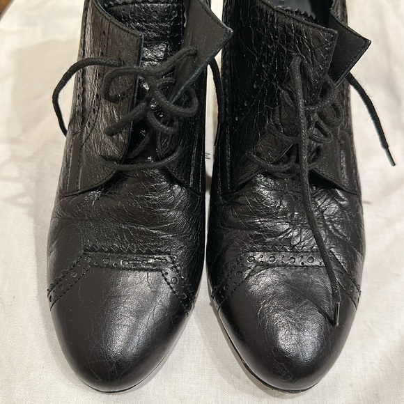 Balenciaga Leather Wedge Booties in Black with Leather Embossing - Picture 3 of 4